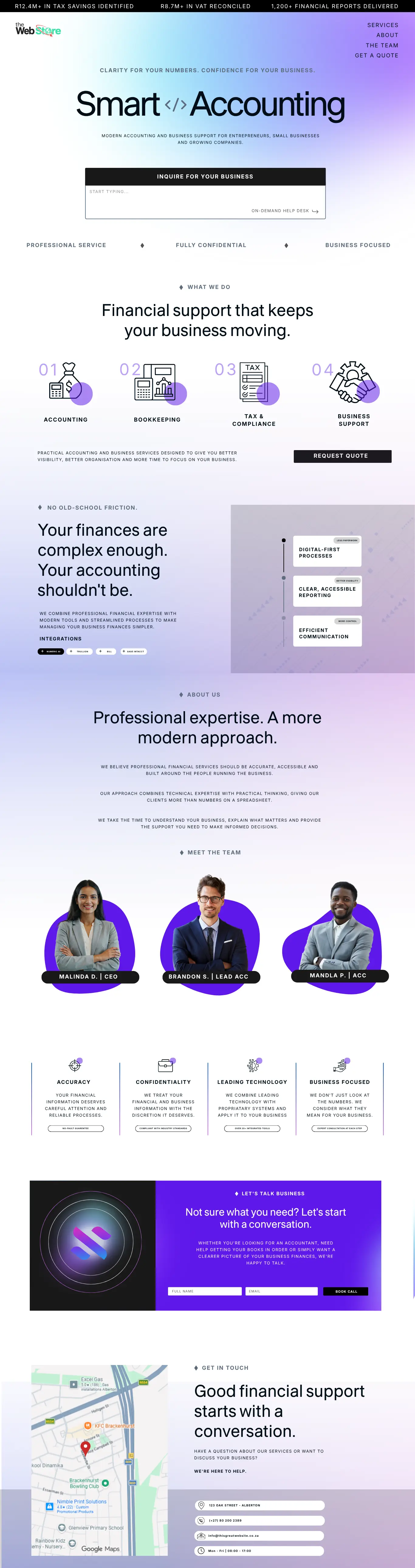 Full page preview of the Professional Presence website design
