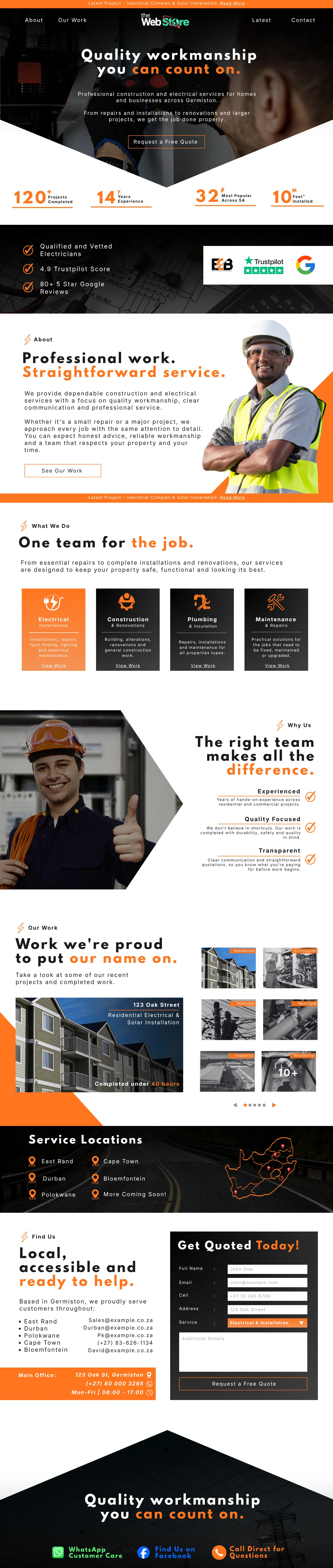 Full page preview of the Trust Building website design